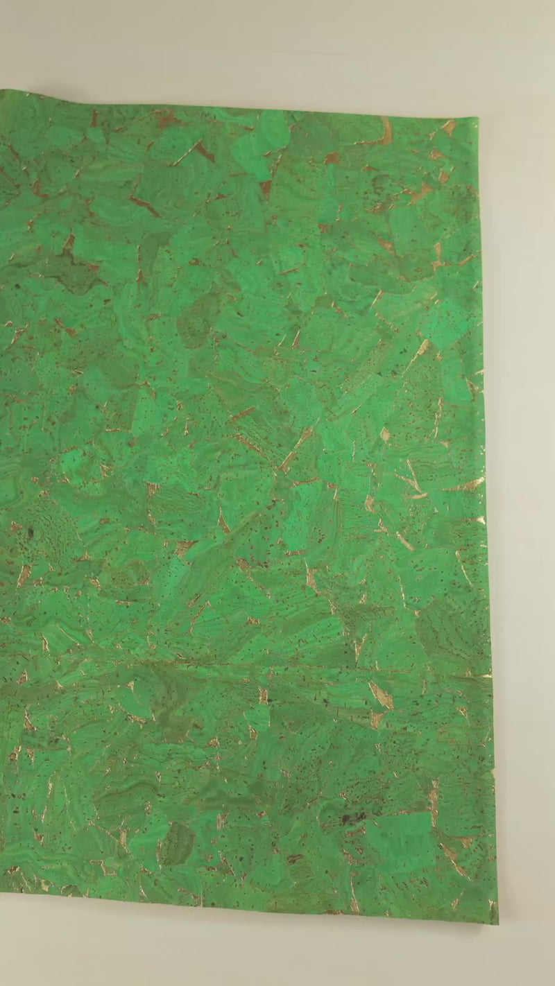 Vibrant Green Cork Fabric with Metallic Highlights - 0.9mm Thickness COF-578