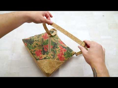 Natural Cork Shoulder Bag with Front Zipper Pocket and Mosai BAG-2213