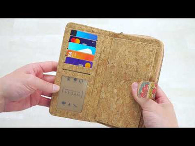 Long Natural Cork Women's Printed Wallet with Card Holder  BAGD-498