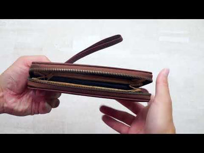 Brown Blue and black women cork card wallet with hand strap BAG-2206