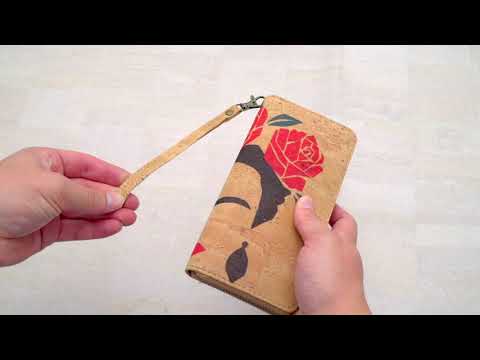 Blue Rose-Frida Art Cork Zipper Wallet- BAG-2076-D