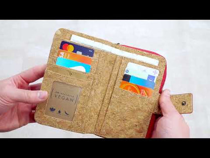 Cork Women's Rose&Plant Card Holder Mini-Flap Printed Wallet –BAG-2245