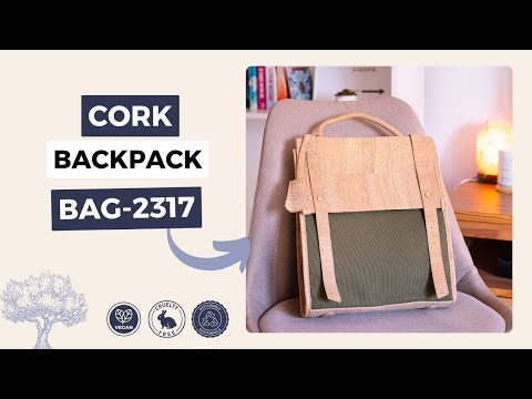 Eco-Friendly Cork and Green Canvas Backpack for Women BAG-2317