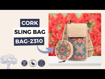 Natural Cork Women's Printed Phone Pouch with Detachable Coin Purse BAG-2310