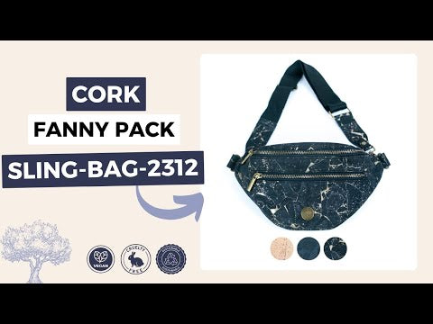 Natural Cork Sling Bag for Women with Adjustable Strap and Metal Zippers SLING-BAG-2312