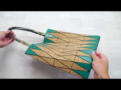 Pink black and lake blue Natural Cork Geometric Shopping Tote BAG-2211