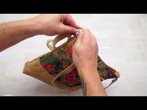 Natural cork women handbag with pattern BAG-2215