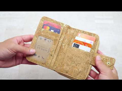 Lux Golden cork bifold smart vegan women's wallet BAG-2202