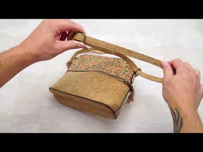 Tassel Zip Pocket Women's Natural Cork Crossbody Bag BAG-2218