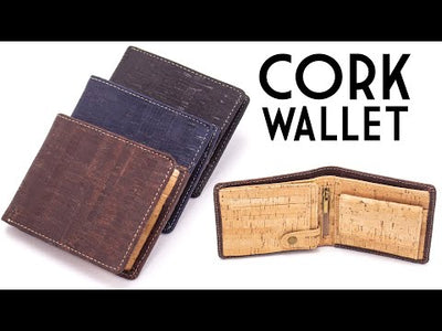 Men's multifunctional cork wallet in classic black and brown with convenient coin pocket (BAG-2006)