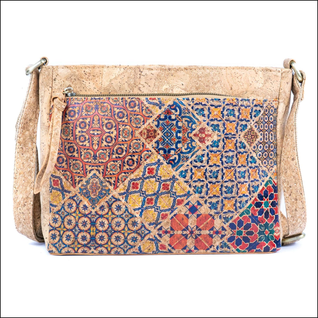 Printed Cork Crossbody Bag for Women Shoulder Purse with Zipper Pocket BAGD-603 A Flash Sales