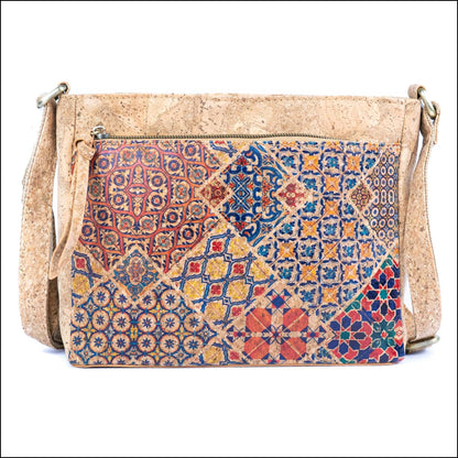 Printed Cork Crossbody Bag for Women Shoulder Purse with Zipper Pocket BAGD-603 A Flash Sales