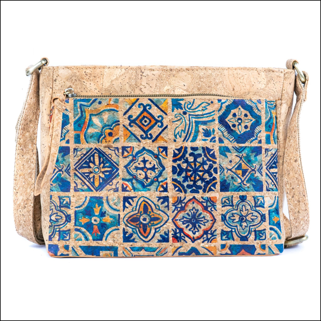 Printed Cork Crossbody Bag for Women Shoulder Purse with Zipper Pocket BAGD-603 B Flash Sales