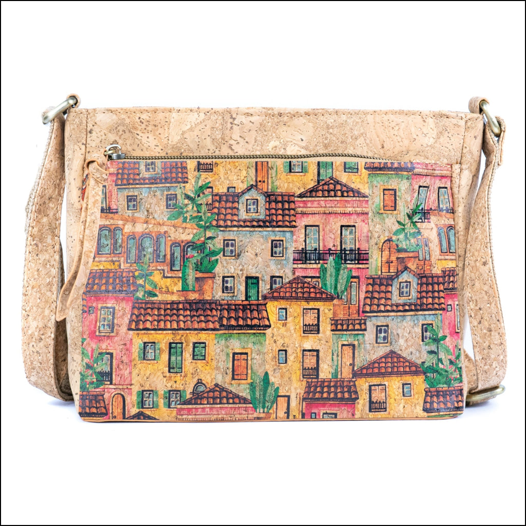 Printed Cork Crossbody Bag for Women Shoulder Purse with Zipper Pocket BAGD-603 E Flash Sales