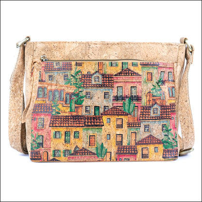Printed Cork Crossbody Bag for Women Shoulder Purse with Zipper Pocket BAGD-603 E Flash Sales