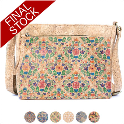 Printed Cork Crossbody Bag for Women Shoulder Purse with Zipper Pocket BAGD 603 Flash Sales