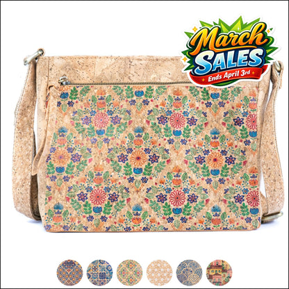 Printed Cork Crossbody Bag for Women Shoulder Purse with Zipper Pocket BAGD-603 Flash Sales