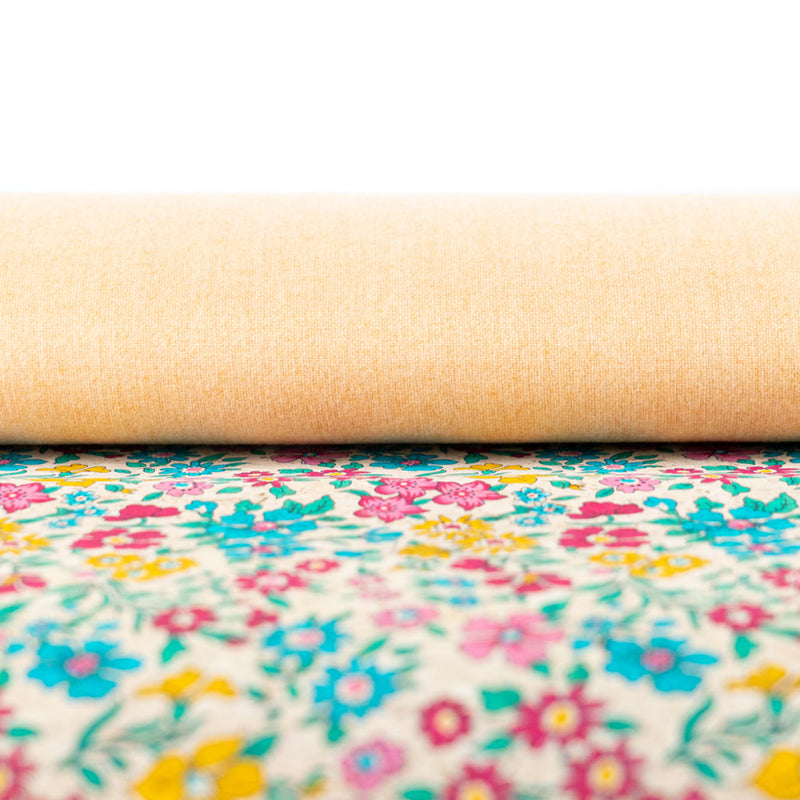 Printed Cork Fabric With Bright Floral Vine Pattern Cof-563 Cork Fabric