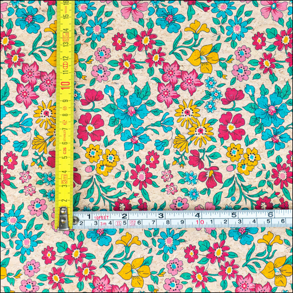 Printed Cork Fabric With Bright Floral Vine Pattern Cof-563 Cork Fabric