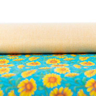 Printed Cork Fabric With Bright Yellow Sunflower Design Cof-565 Cork Fabric