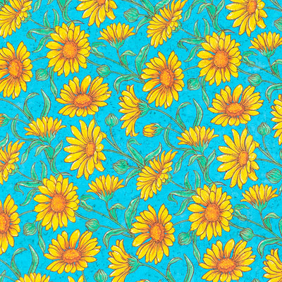 Printed Cork Fabric With Bright Yellow Sunflower Design Cof-565 Cork Fabric