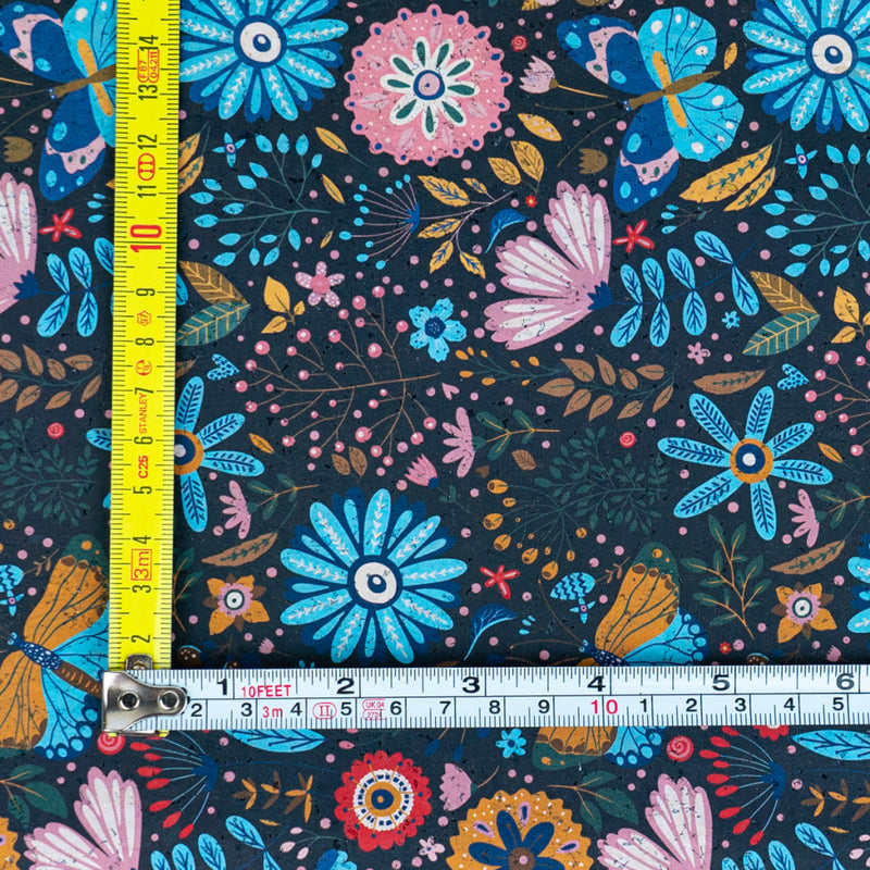 Printed Cork Fabric With Colorful Floral And Butterfly Pattern Cof-558 Cork Fabric