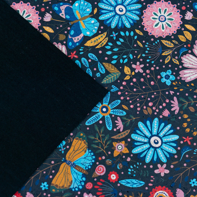 Printed Cork Fabric With Colorful Floral And Butterfly Pattern Cof-558 Cork Fabric