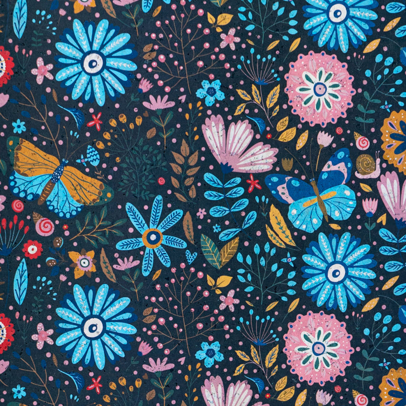 Printed Cork Fabric With Colorful Floral And Butterfly Pattern Cof-558 Cork Fabric