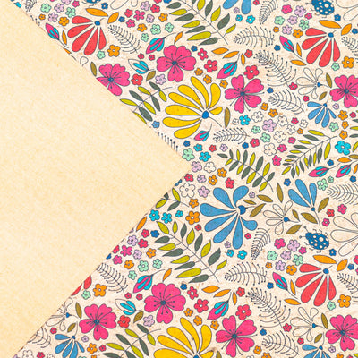 Printed Cork Fabric With Colorful Floral And Leaf Pattern Cof-555 Cork Fabric