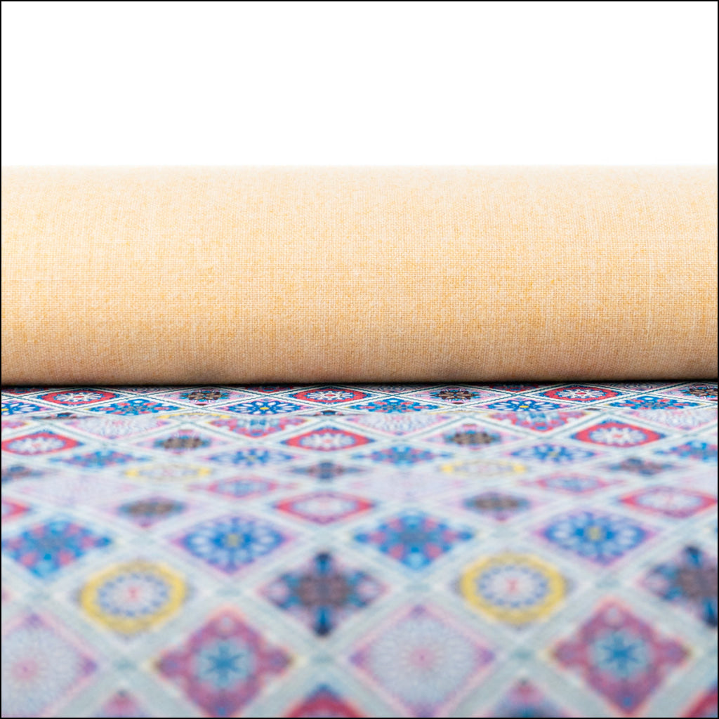 Printed Cork Fabric With Colorful Geometric Tile Design Cof-561 Cork Fabric