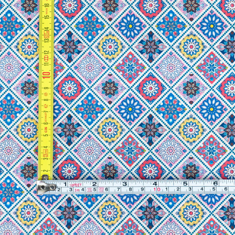 Printed Cork Fabric With Colorful Geometric Tile Design Cof-561 Cork Fabric