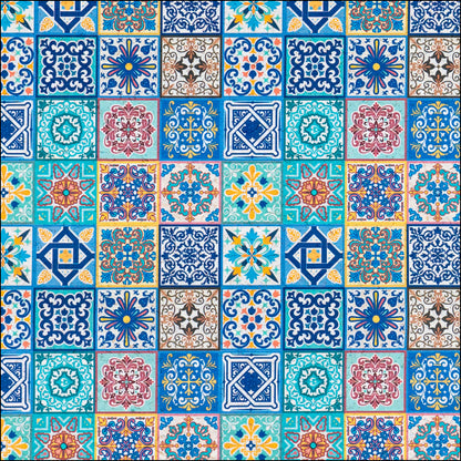 Printed Cork Fabric With Intricate Mosaic Tile Pattern Cof-562 Cork Fabric