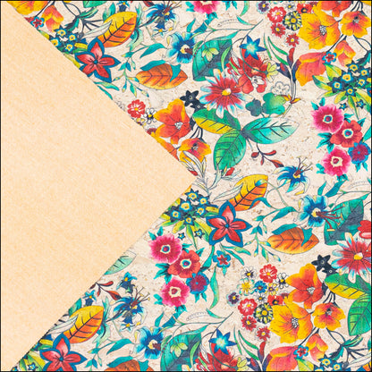 Printed Cork Fabric With Vibrant Tropical Floral Design Cof-564 Cork Fabric