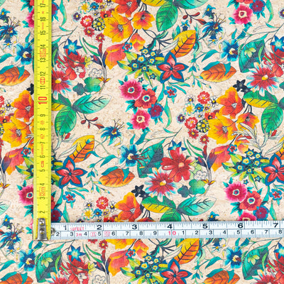 Printed Cork Fabric With Vibrant Tropical Floral Design Cof-564 Cork Fabric