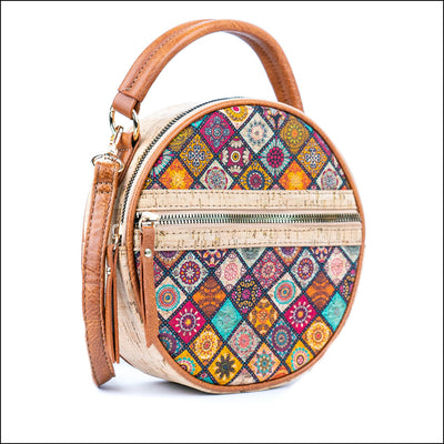 Printed Cork Round Crossbody Bag for Women BAGD-584 B Flash Sales