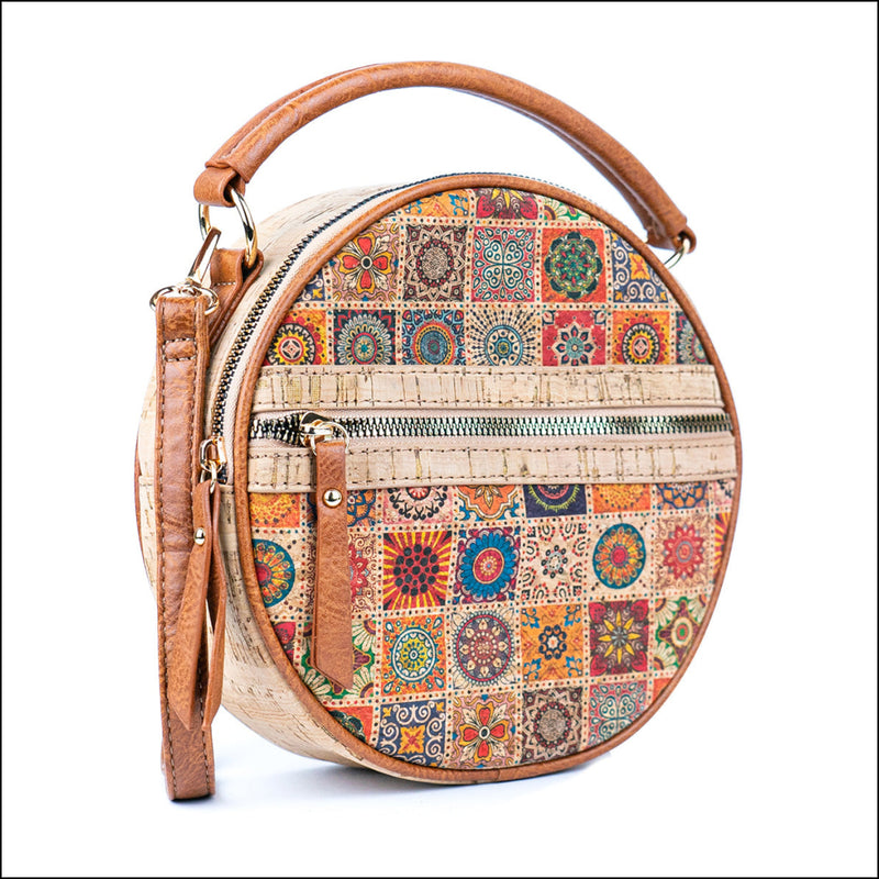 Printed Cork Round Crossbody Bag for Women BAGD-584 D Flash Sales