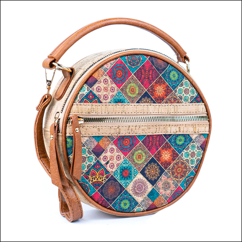 Printed Cork Round Crossbody Bag for Women BAGD-584 E Flash Sales