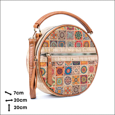 Printed Cork Round Crossbody Bag for Women BAGD-584 Flash Sales