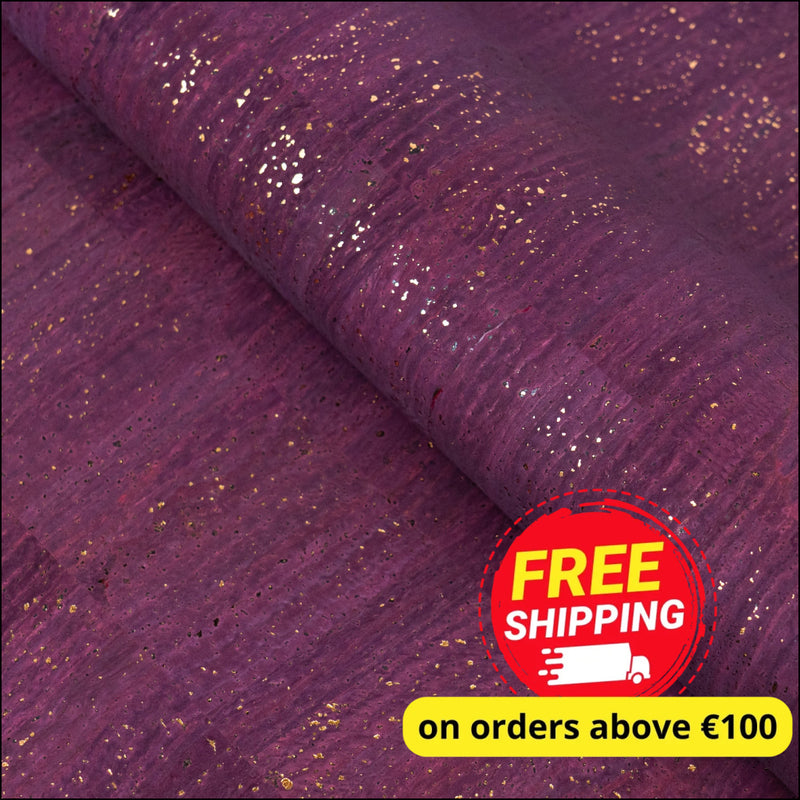 Purple Cork Fabric with Gold Flecks COF-646 cork fabric