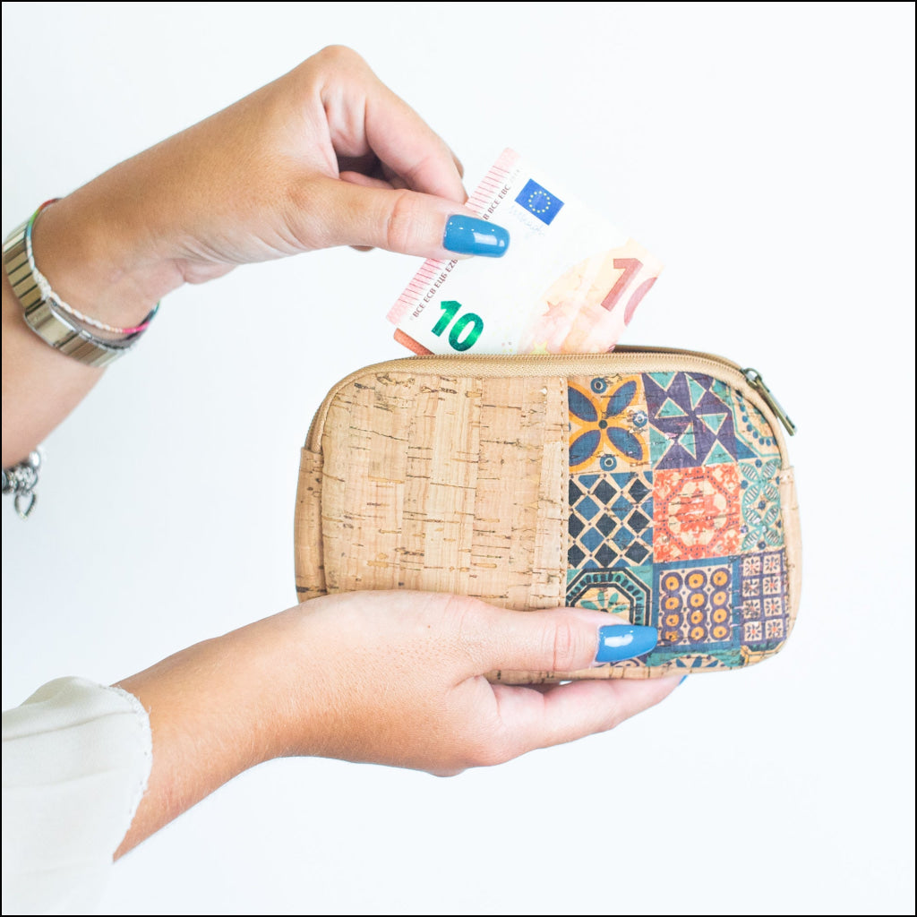 Rectangular Cork Print Women’s card coin Purses BAG-036 (8units） 8Units Flash Sales