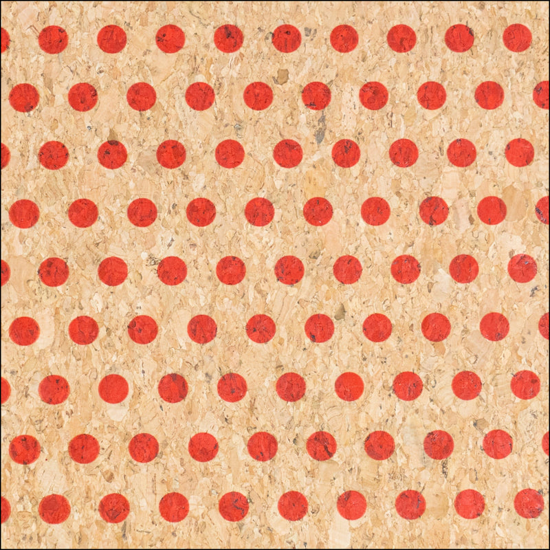 Red Dots Pattern Cork Fabric COF-787 1/2M (138*50 cm / 54*19 inches) cork fabric