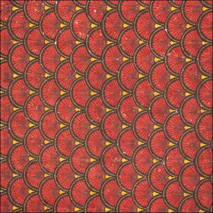Red Fan Leaf Patterned Cork Fabric Cof-290 Cork Fabric