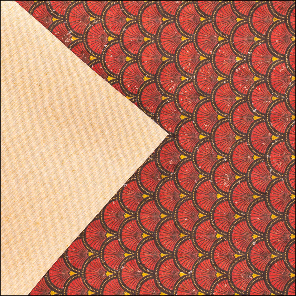 Red Fan Leaf Patterned Cork Fabric Cof-290 Cork Fabric