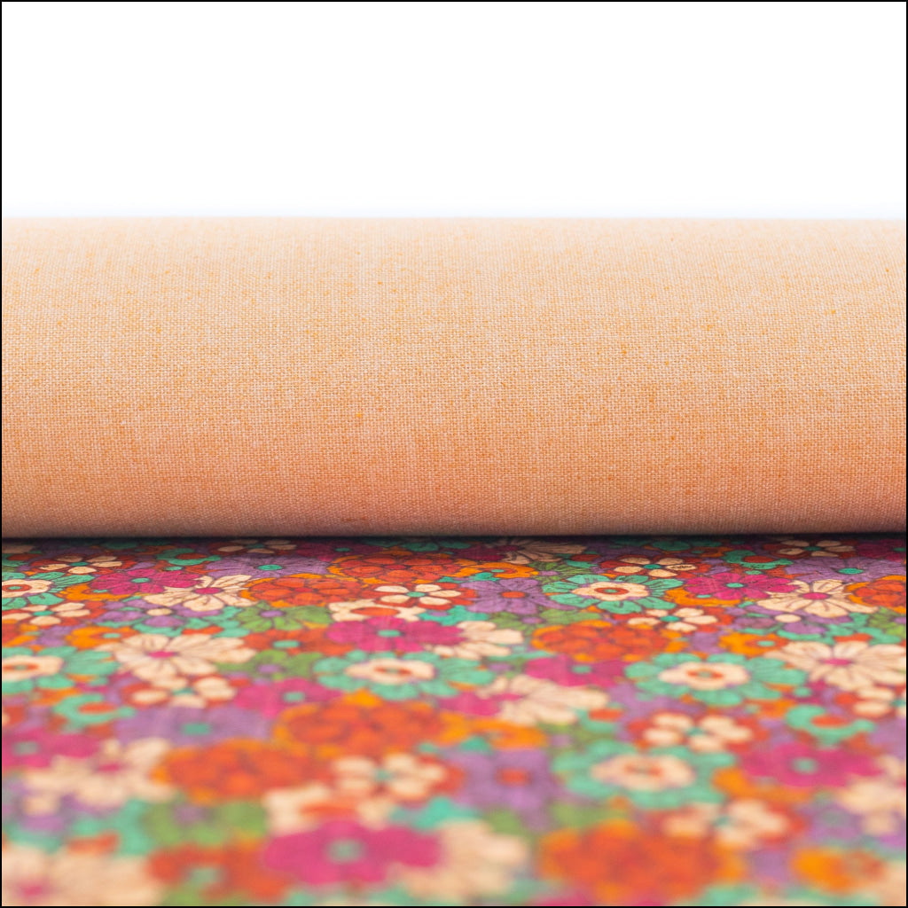 Red Flowers Pattern Cork Fabric-Cof-340-B Cork Fabric