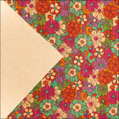 Red Flowers Pattern Cork Fabric-Cof-340-B Cork Fabric