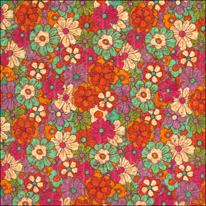 Red Flowers Pattern Cork Fabric-Cof-340-B Cork Fabric