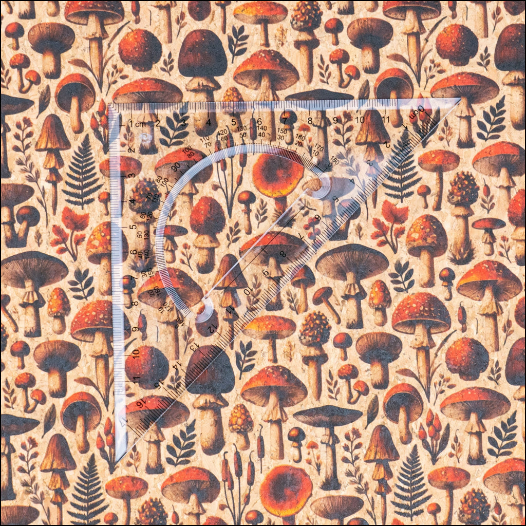 Red Mushrooms Pattern Cork Fabric COF-735 1/2M (138*50 cm / 54*19 inches) cork fabric