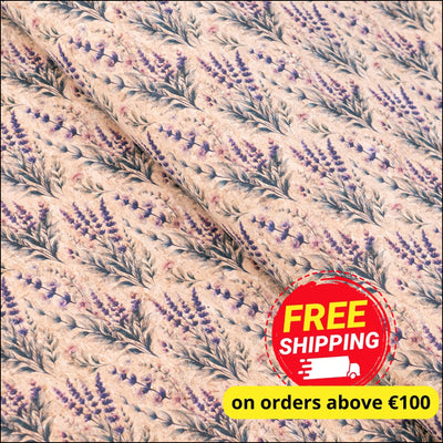 Romantic Lavender & Wildflower Pattern Cork Fabric COF-769 1/2M (138*50 cm / 54*19 inches) cork fabric