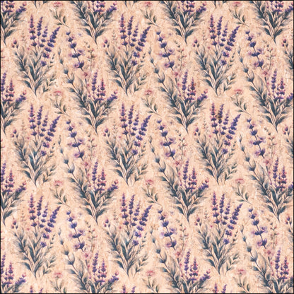 Romantic Lavender & Wildflower Pattern Cork Fabric COF-769 1/2M (138*50 cm / 54*19 inches) cork fabric