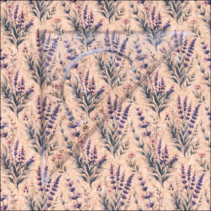 Romantic Lavender & Wildflower Pattern Cork Fabric COF-769 1/2M (138*50 cm / 54*19 inches) cork fabric